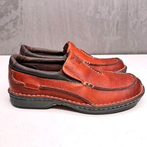 Vtg Y2K Thom McAn Slip On Loafers Womens 6.5 Brown Leather Moc Toe 90s Shoes